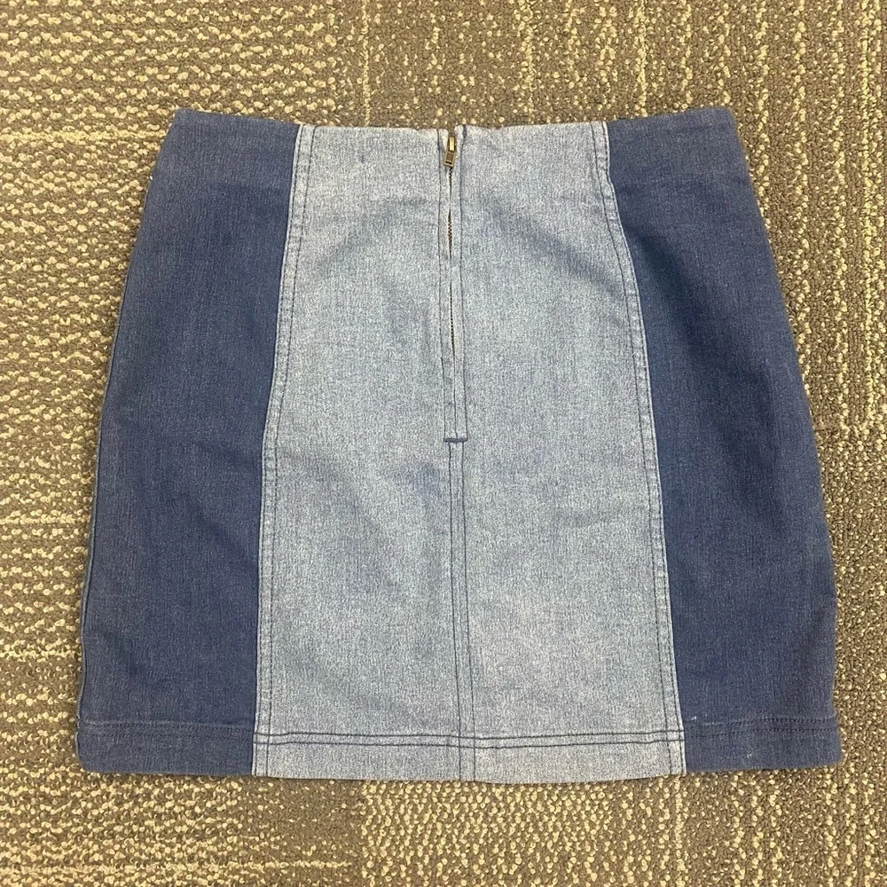 Free People Modern Femme Denim Color-block Mini Skirt Size 6